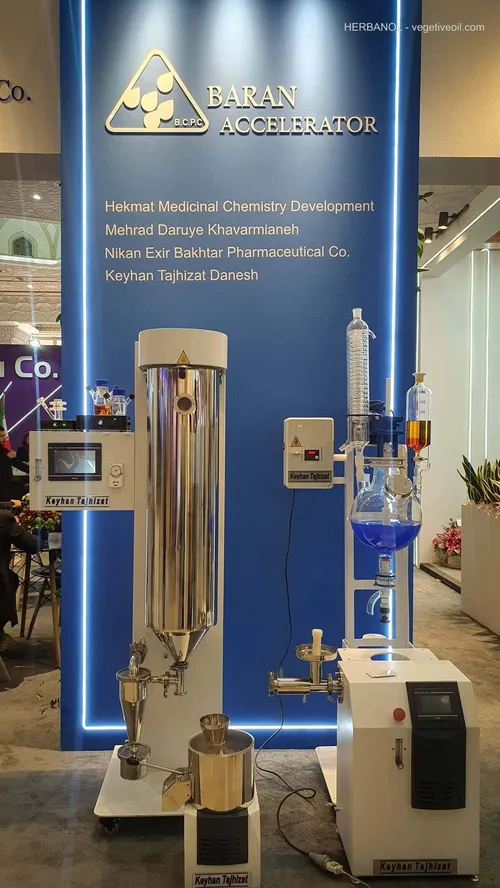 Baran Accelerator booth with stainless extraction and distillation lab equipment