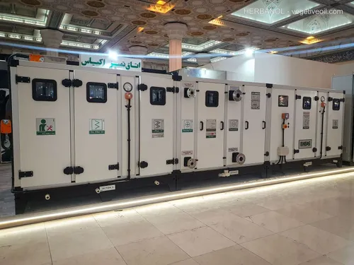 Large white EKEAS air handling unit with labeled access panels
