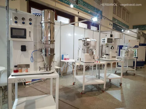DorsaTech booth row of lab process equipment on white tables