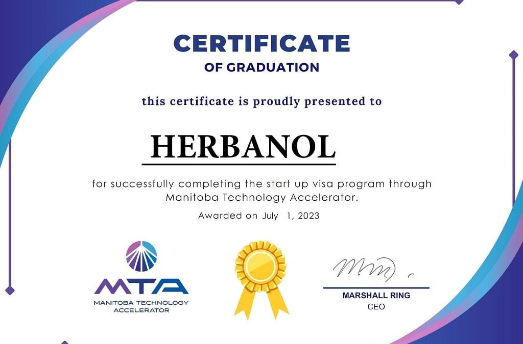 Herbanol MTA Incubator Graduation Certificate